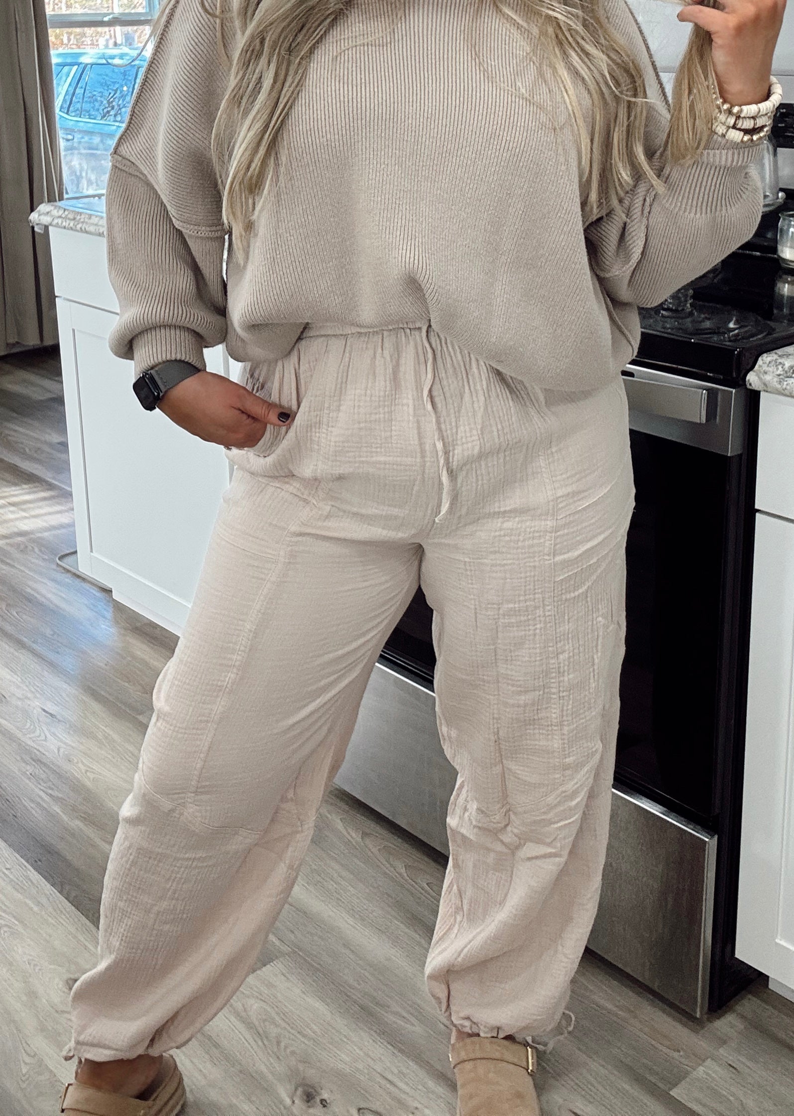 Linen Drawstring Jogger Pants