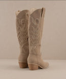 Tall Embroidered Tan Western Boot